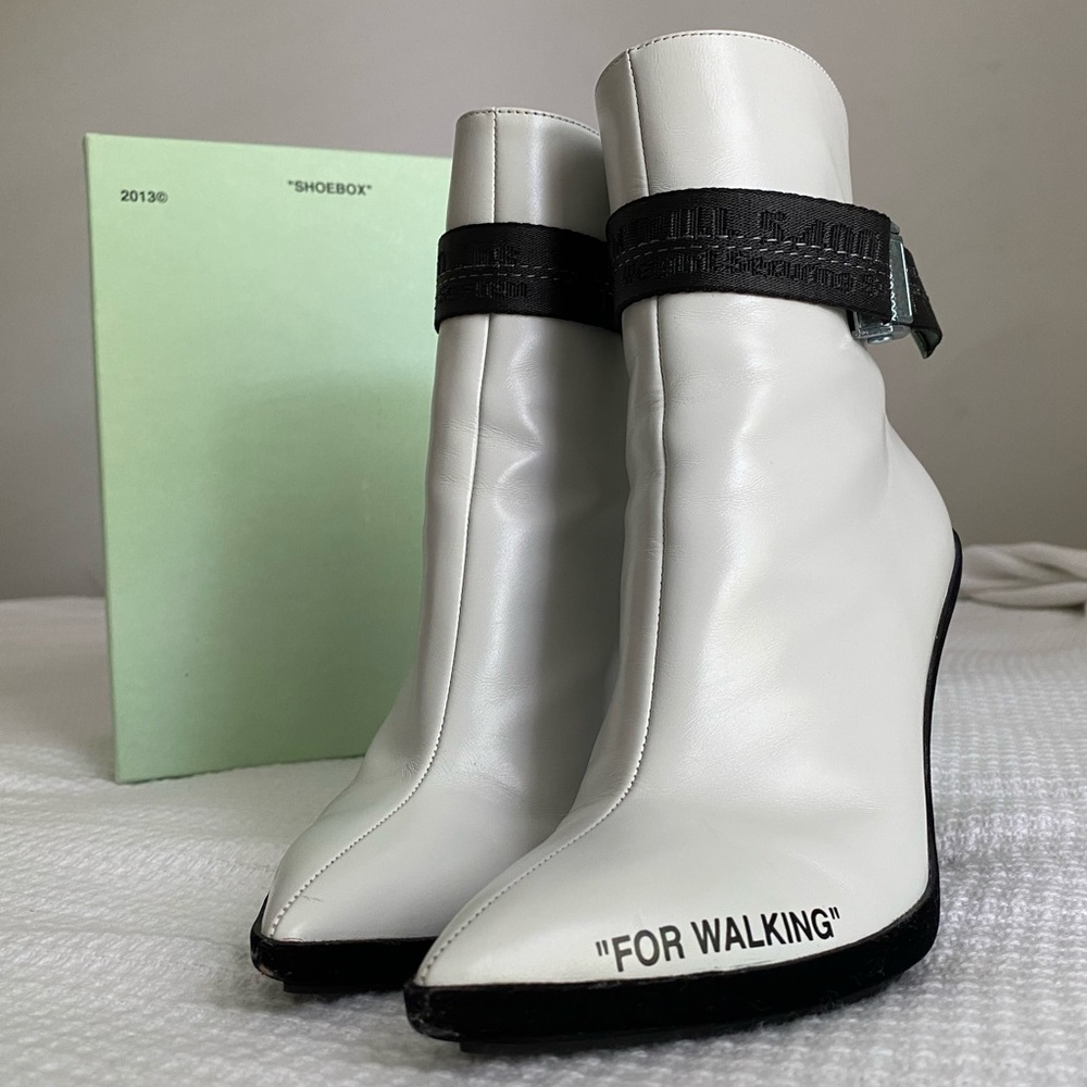 Off White 'For Walking' stiletto-heel ankle boots